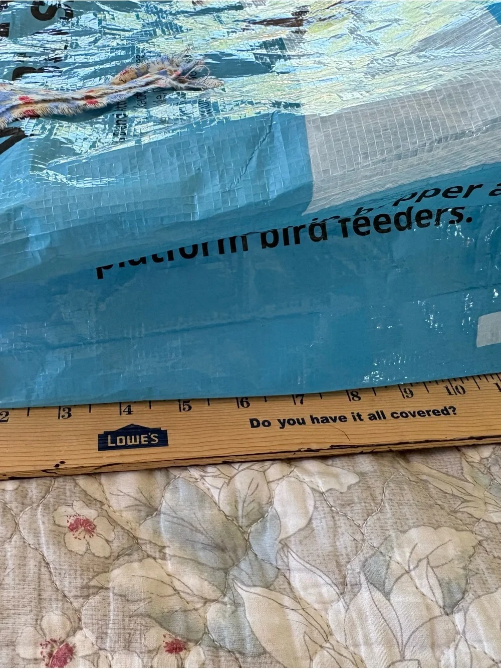 Wild Bird Seed Tote Bag with Added Detail- Blue Reusable Shopper
